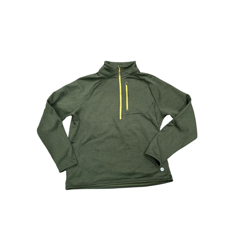 LL Bean Mountain Fleece Half Zip Pullover Men's Large Green Slightly Fitted